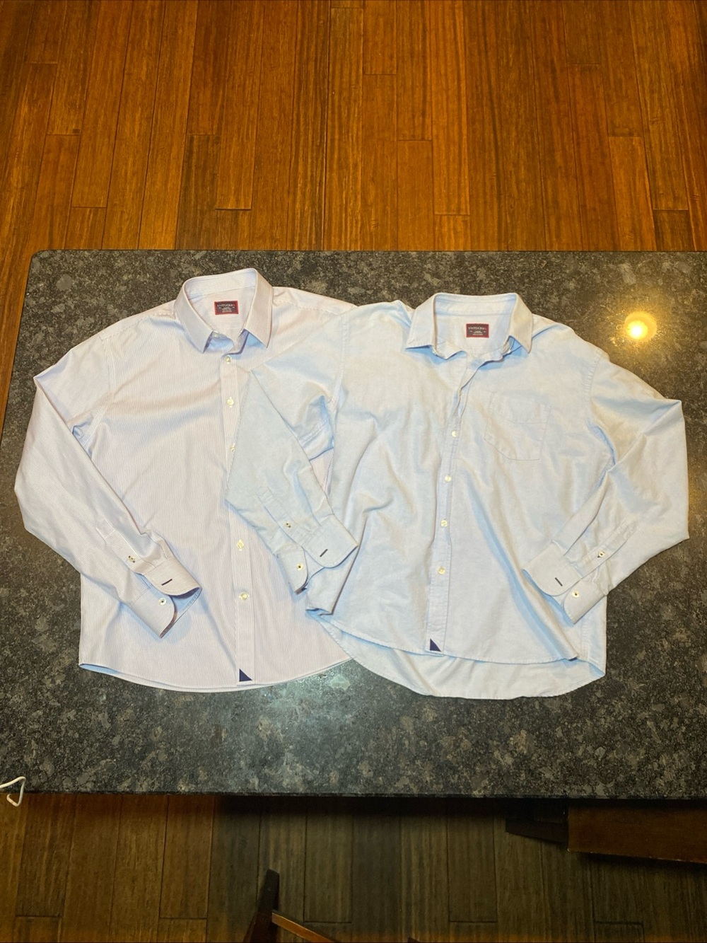 UNTUCKit Lot Of 2 Mens Large Button Up Shirt Long Sleeve Blue White Cotton